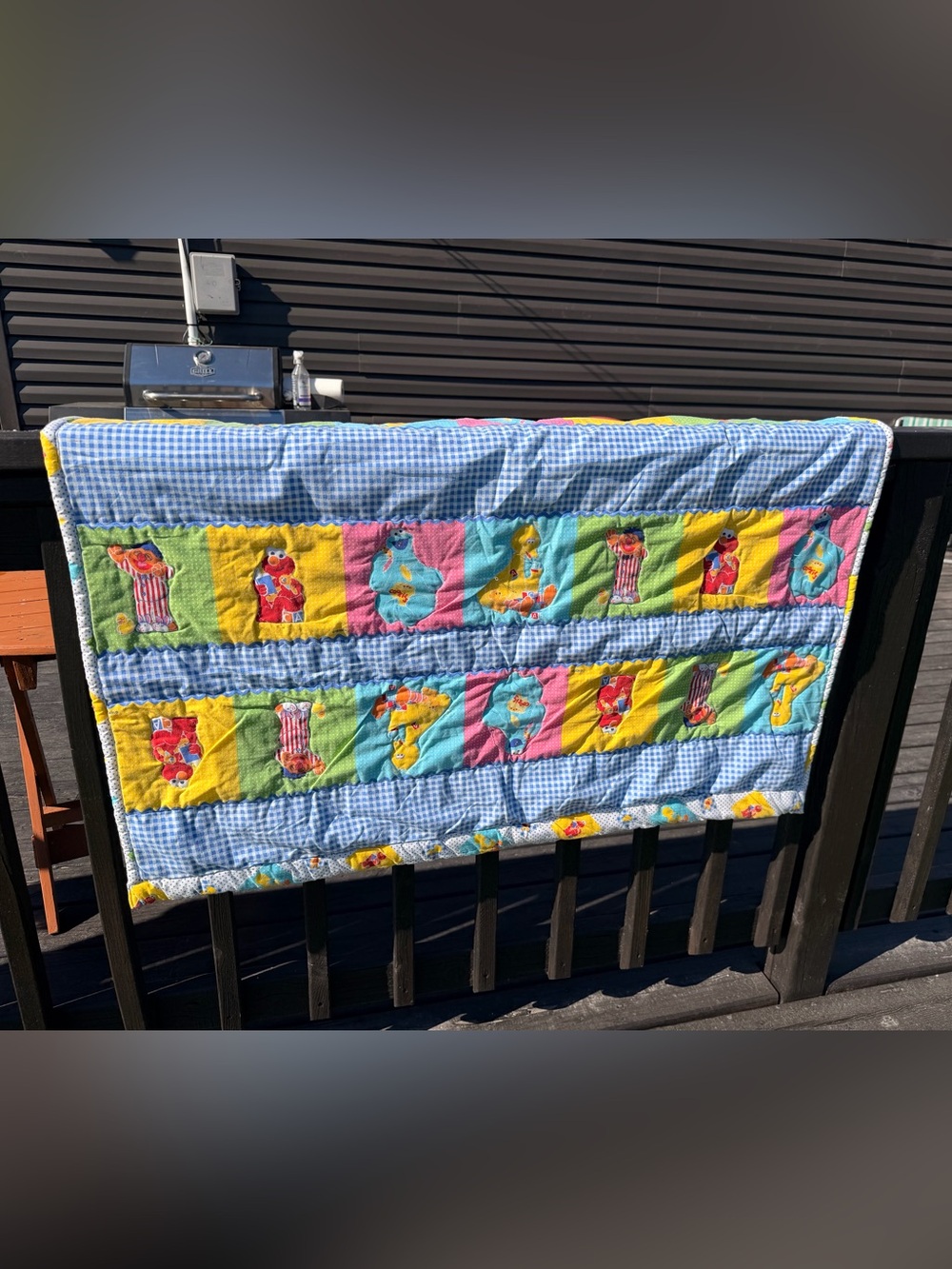 Sesame Street Multicoloured Baby Crib Quilt - Vintage Henson
